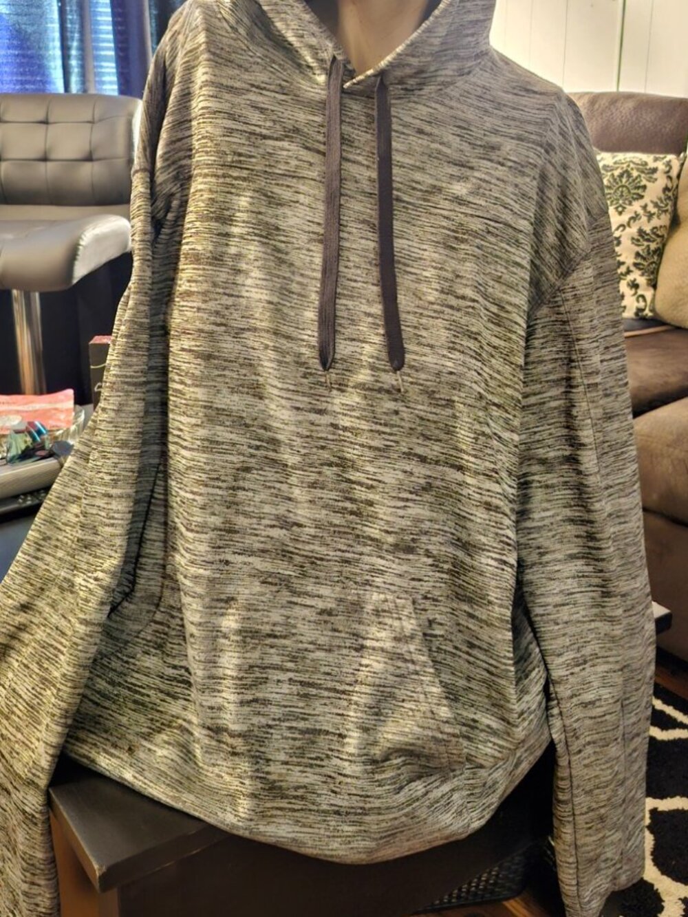 BCG 3XL Black Gray Space Dye Pullover Hoodie Athletic Sweatshirt